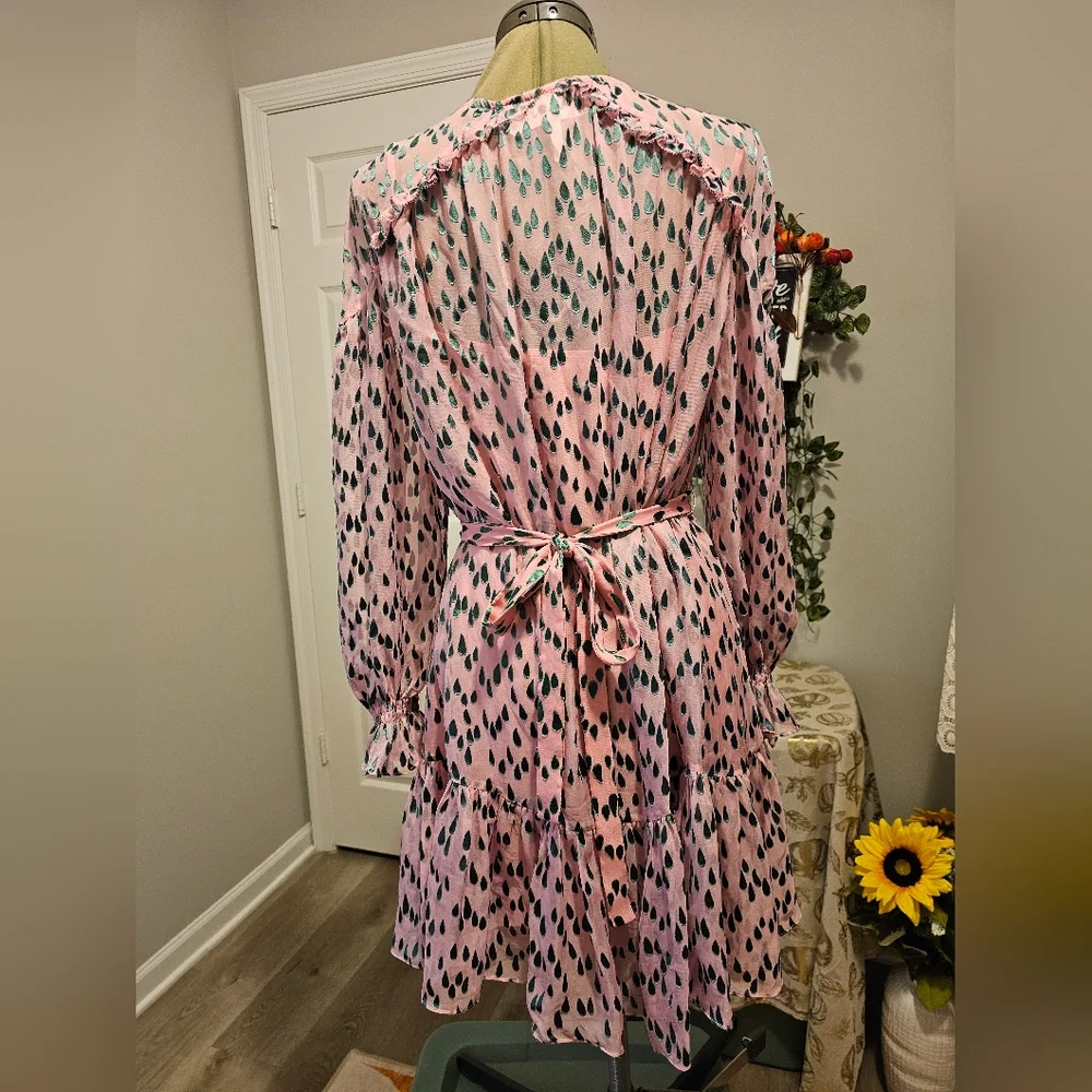 Saloni Pixie Mini Pink and Green Patterned Women's Dress Sz 6 - Picture 16 of 16
